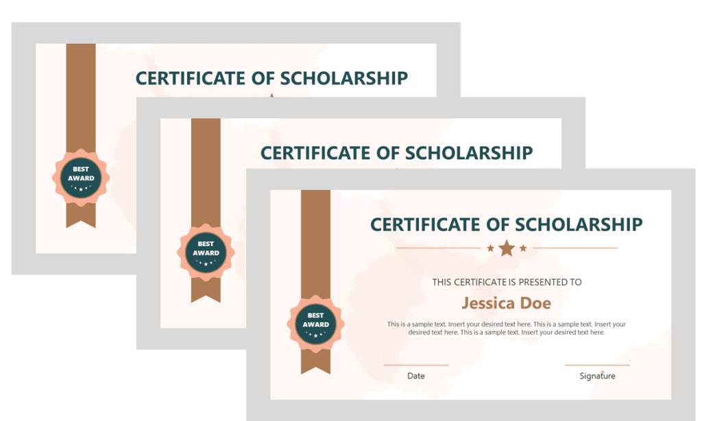 Example of certificate slides generated in PowerPoint.
