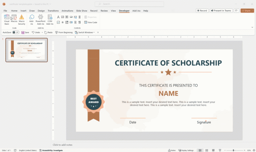 certificate-presentation-bulk-template - SlideModel