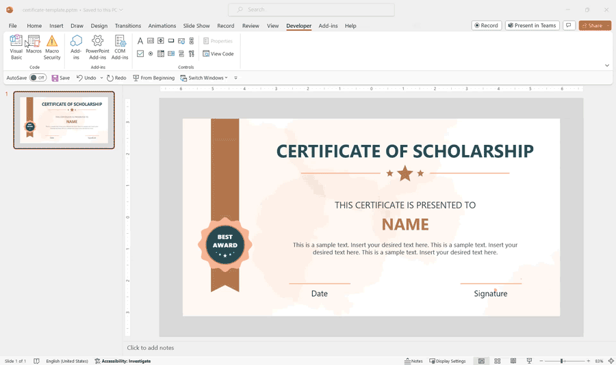 Using Vba To Create Certificate Slides In Powerpoint From A List Of Names