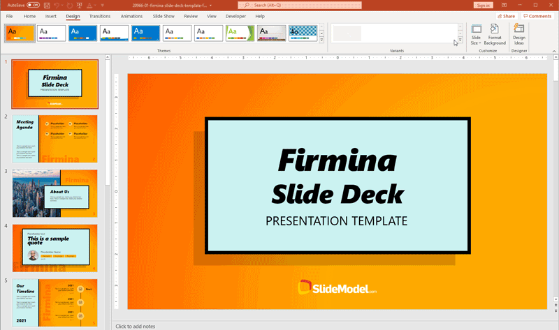 Example of PowerPoint theme for presentations. Change the Theme Colors to apply a different palette to your slides.