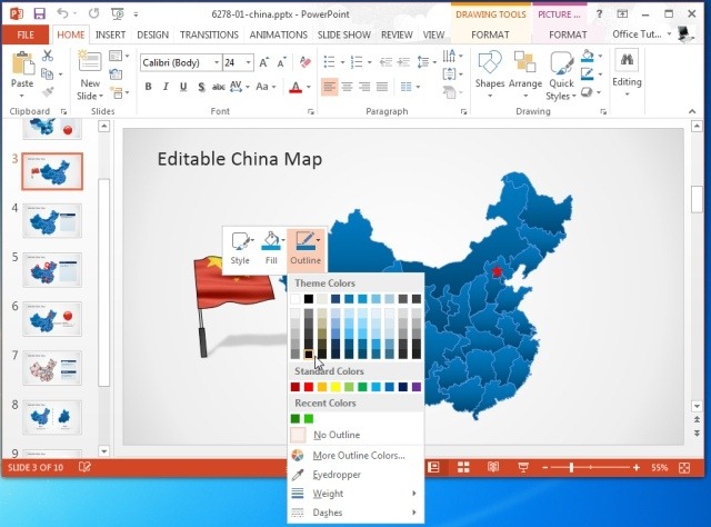china map template for powerpoint