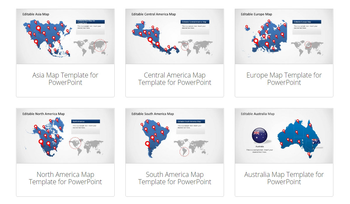 7 Continents Map PowerPoint template