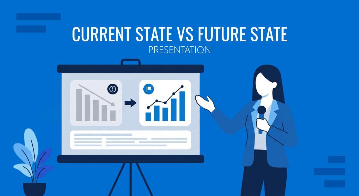Cover for Current State vs Future State Presentation guide by SlideModel