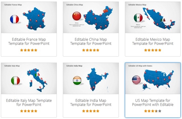 100% Editable maps with countries for PowerPoint