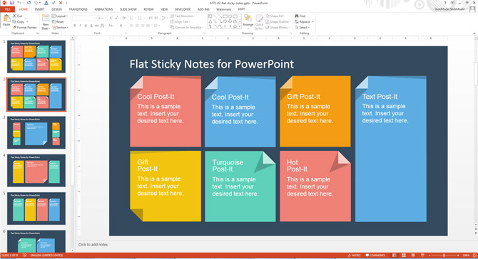 Flat Sticky Notes Templates for PowerPoint