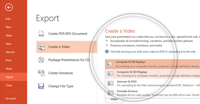 how to export powerpoint presentation as video