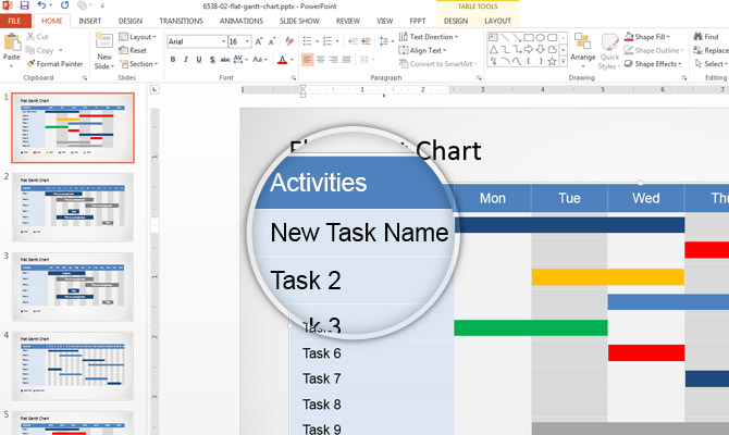 Example of New Task Name in Gantt Chart for PowerPoint