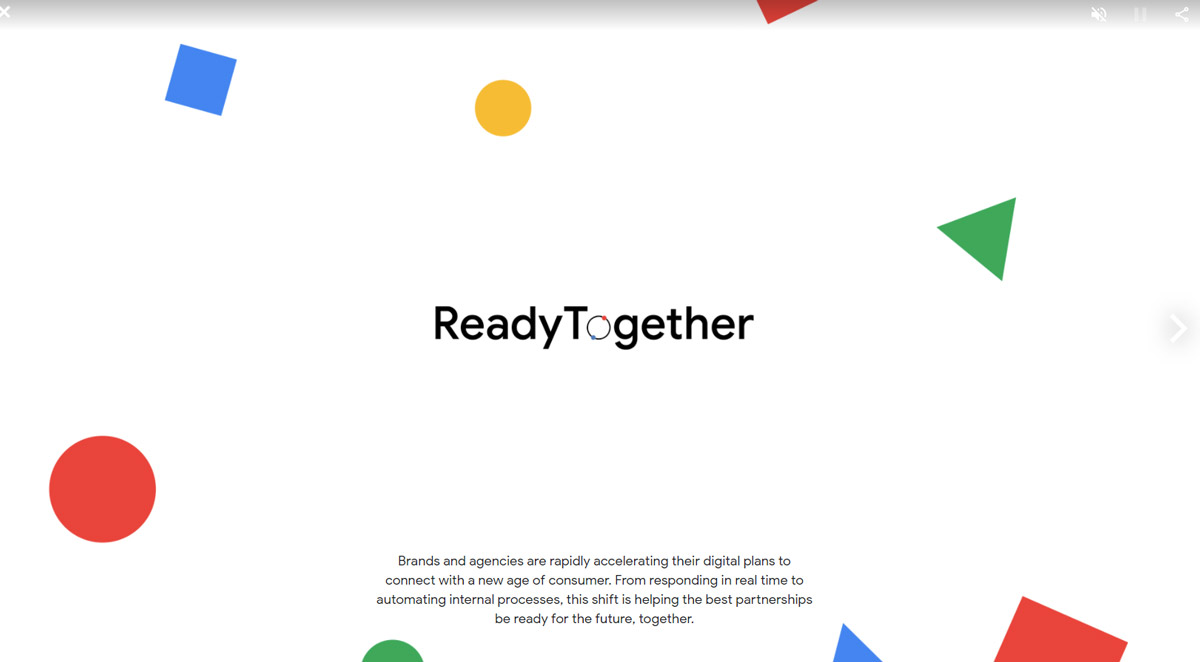 Interactive Online Presentation example by Google, from Customer Insights.  Google Ready Together Presentation.