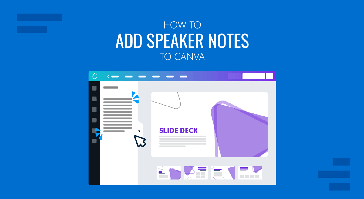 Cover for How to Add Speaker Notes to Canva guide by SlideModel