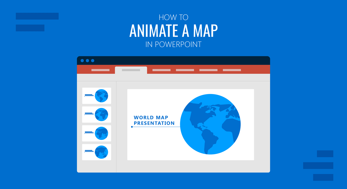 Cover for How to Animate a Map in PowerPoint guide by SlideModel