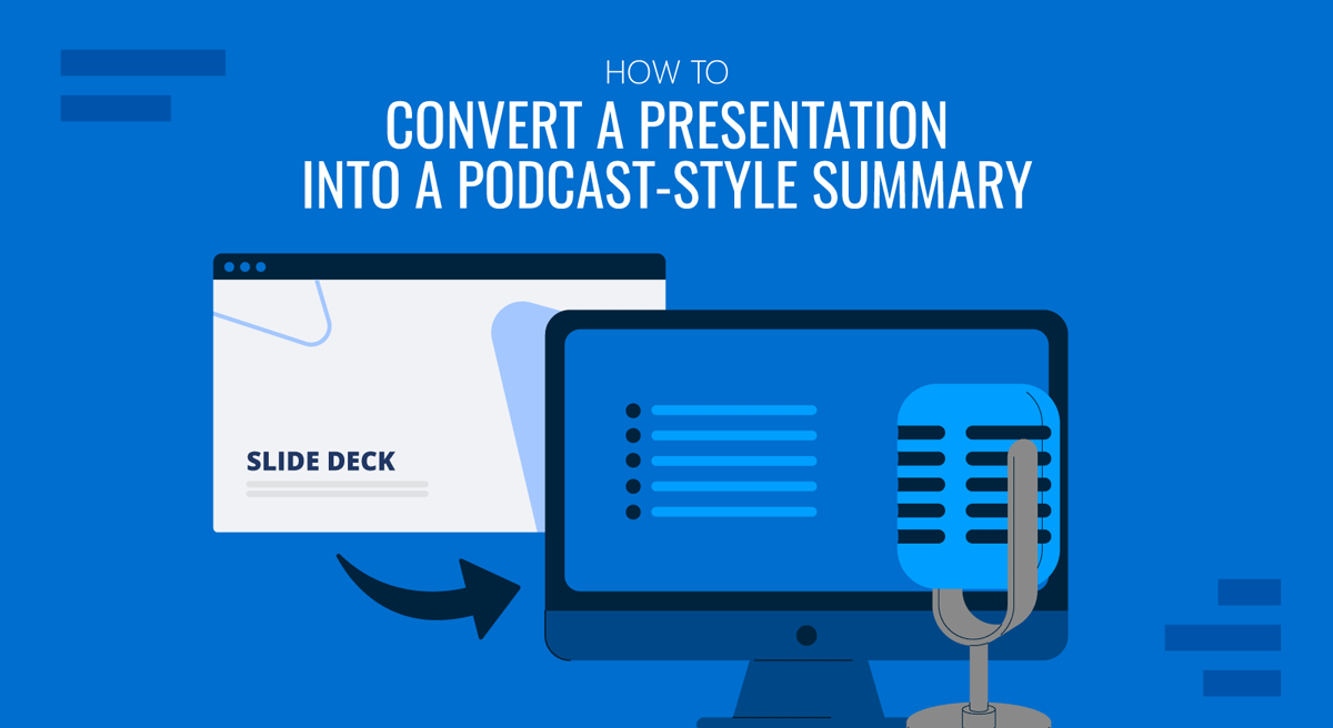 Cover for How to Convert a Presentation into a Podcast-Style Summary guide by SlideModel