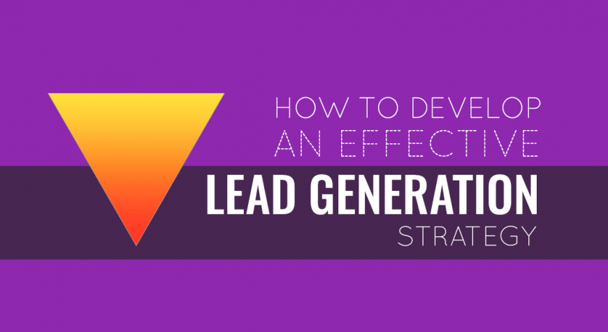 Lead Generation Strategy Cover Image with a Triangle having a gradient effect.