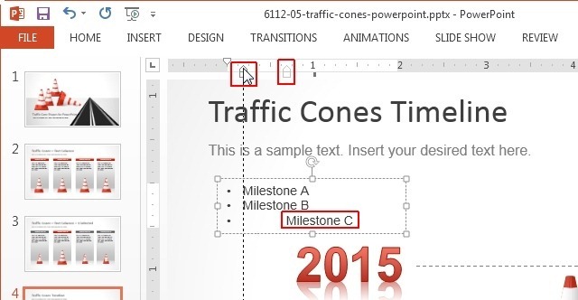 indent markers in powerpoint 2013