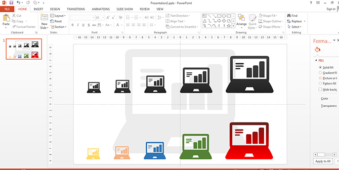 Example of PowerPoint Icons in Different Sizes - PowerPoint Laptop Icons