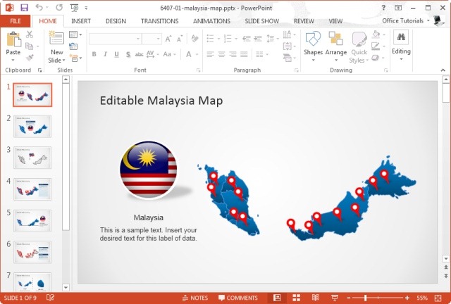 malaysia map template for powerpoint
