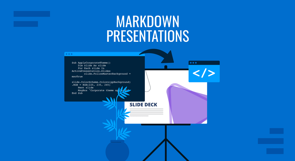Cover for How to Create Markdown Slides guide by SlideModel