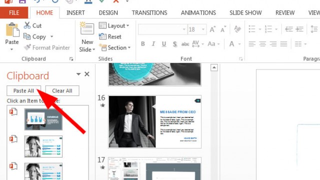 Using the Office Clipboard in PowerPoint 2013