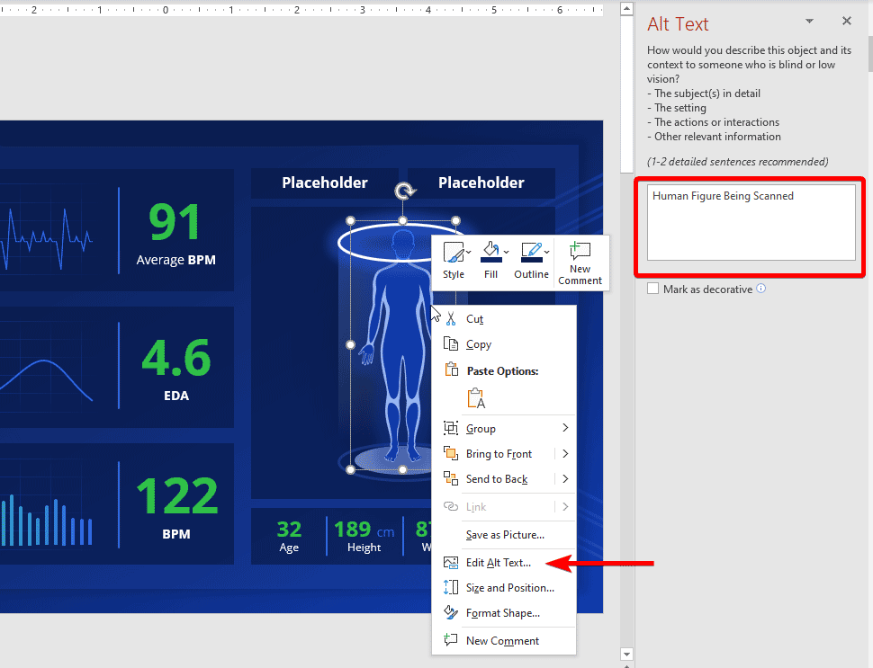 Configuring ALT Text in PowerPoint for Shapes and Images in Accessible PowerPoint templates