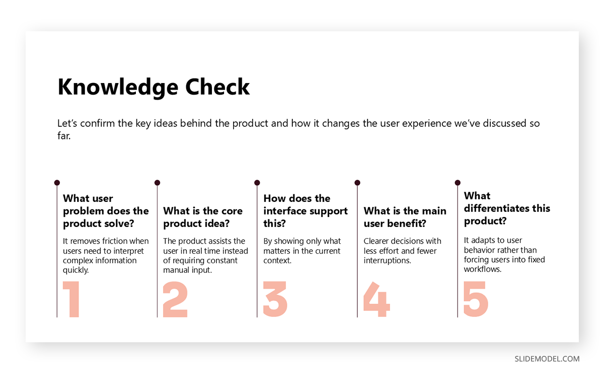 Knowledge check slide in product meetup presentation