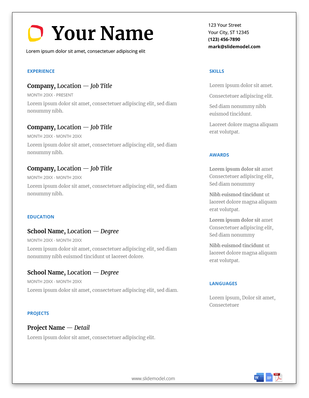 Free Resume Template Google Docs