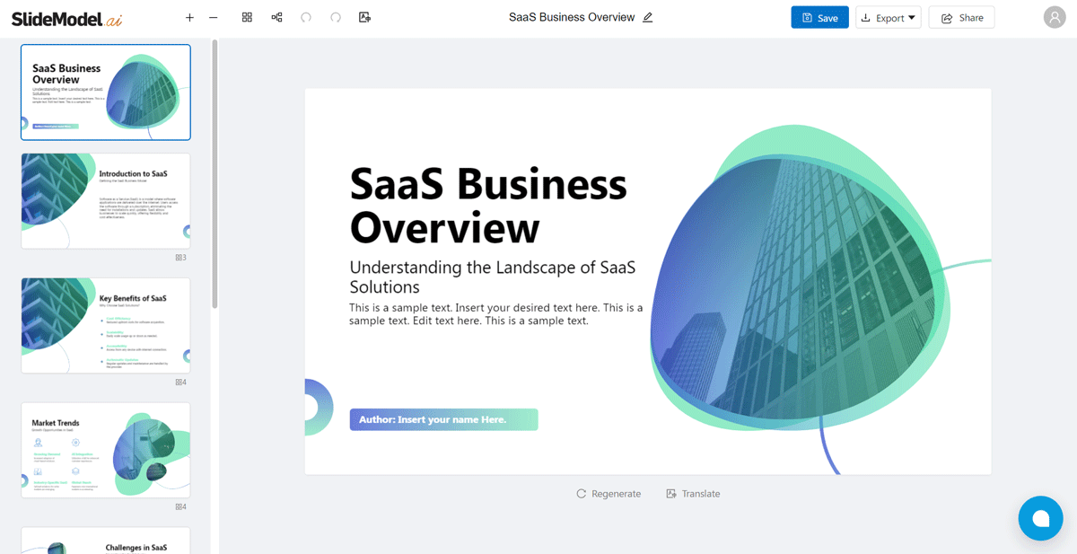 SlideModel AI as presentation software for the web