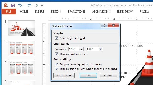 snap objects to grid in powerpoint