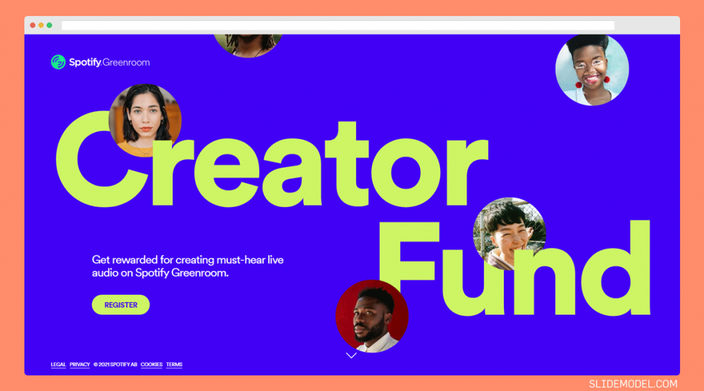 Spotify Creator Fund website named Spotify Greenroom