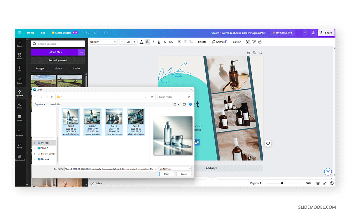 Uploading images to Canva