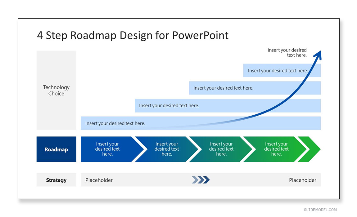 Upswing arrows roadmap slide concept for presentations