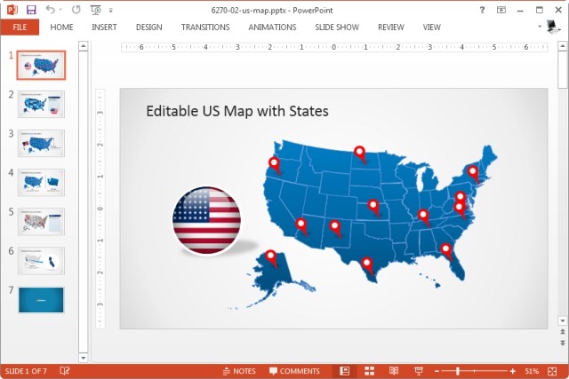 us map template for powerpoint with editable states