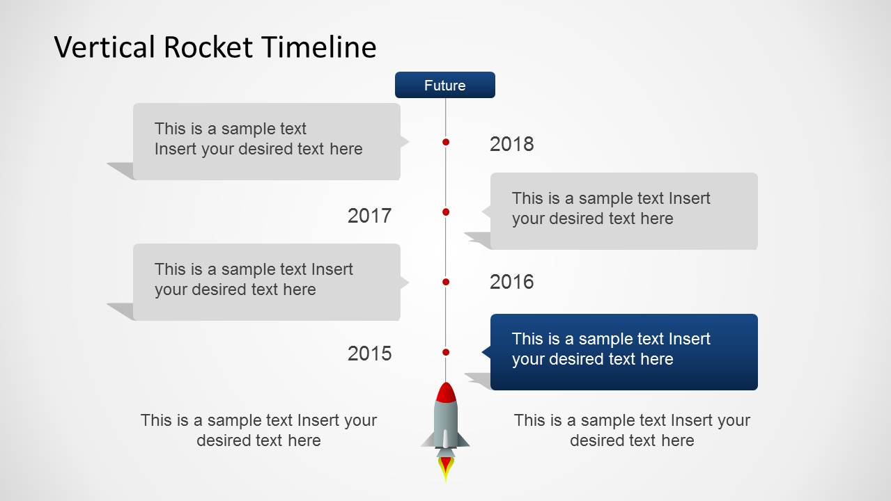 Four Years Vertical Timeline with Rocket for PowerPoint
